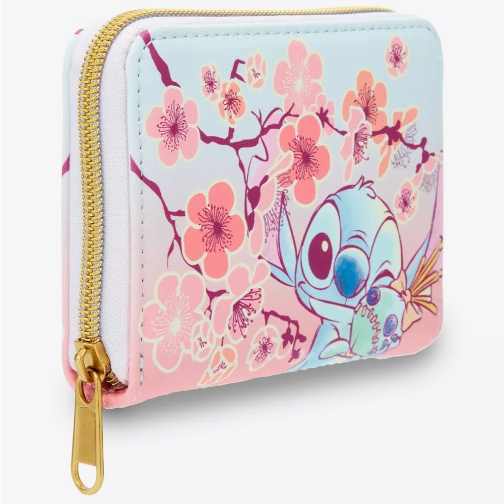 NEW Loungefly Disney Stitch & Scrump Cherry Blossoms Mini Zipper Wallet 🌸 - Picture 6 of 7